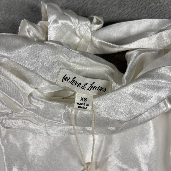 NWT For Love & Lemons Hazel White Satin Mini Dress With Gloves Size XS - Picture 4 of 12